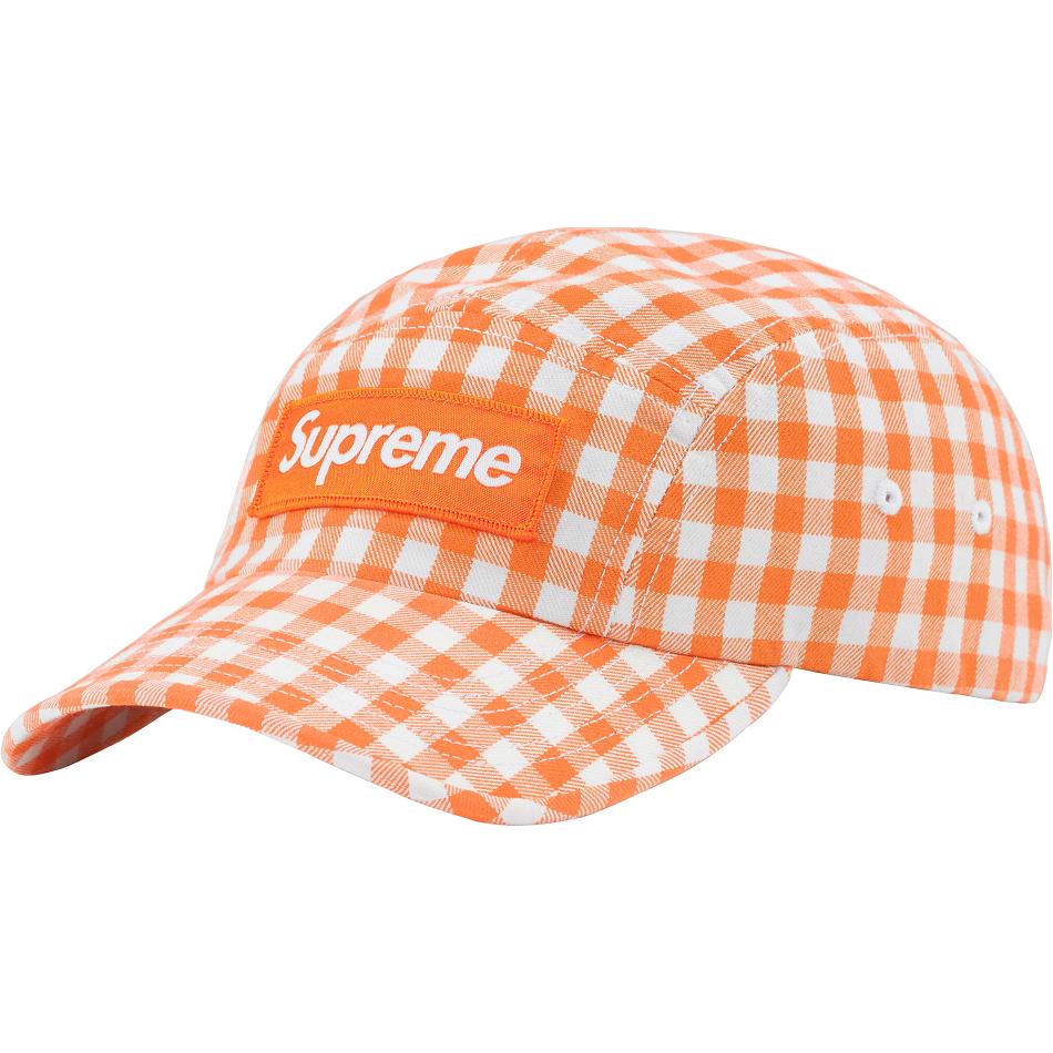 Supreme Gingham Camp Cap Black Friday Sale - Hats Orange